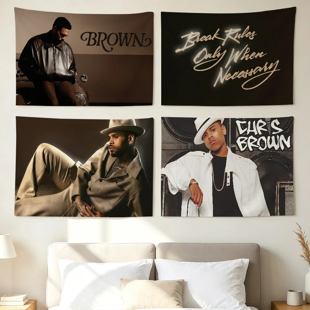 Singer C-Chris B-Brown BROWN Flag Wall Decorations Home Decor Suitable For Living Room Bedrooms Dormitories Parties And Holidays