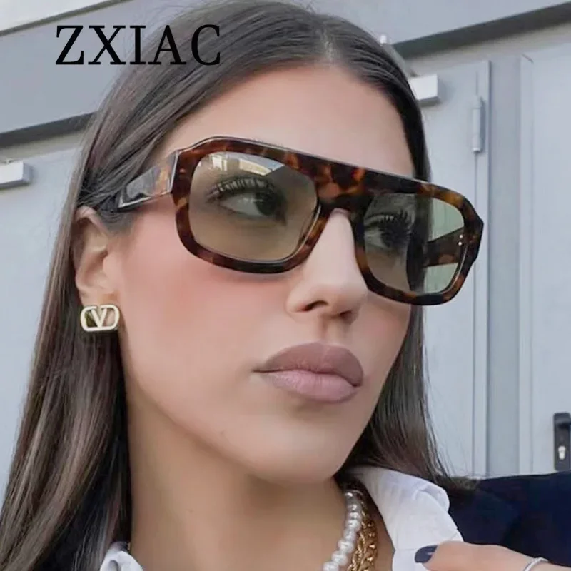 ZXIAC Vintage Luxury Designer Sunglasses Women Ocean Blue Lenses Glasses for Men Oversized Square Frame Gafas De Sol Mujer UV400