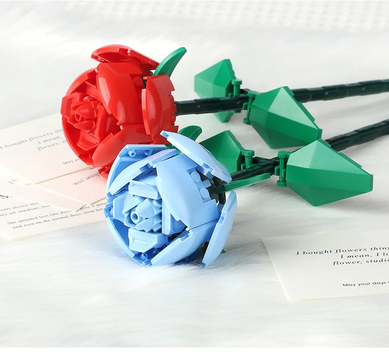 KNEW BUILT 3D Rose Building Blocks Toys-Everlasting Love,Perfect Valentine's Gift ,DIY Flower Home/Desk Decor,Simple Assembly