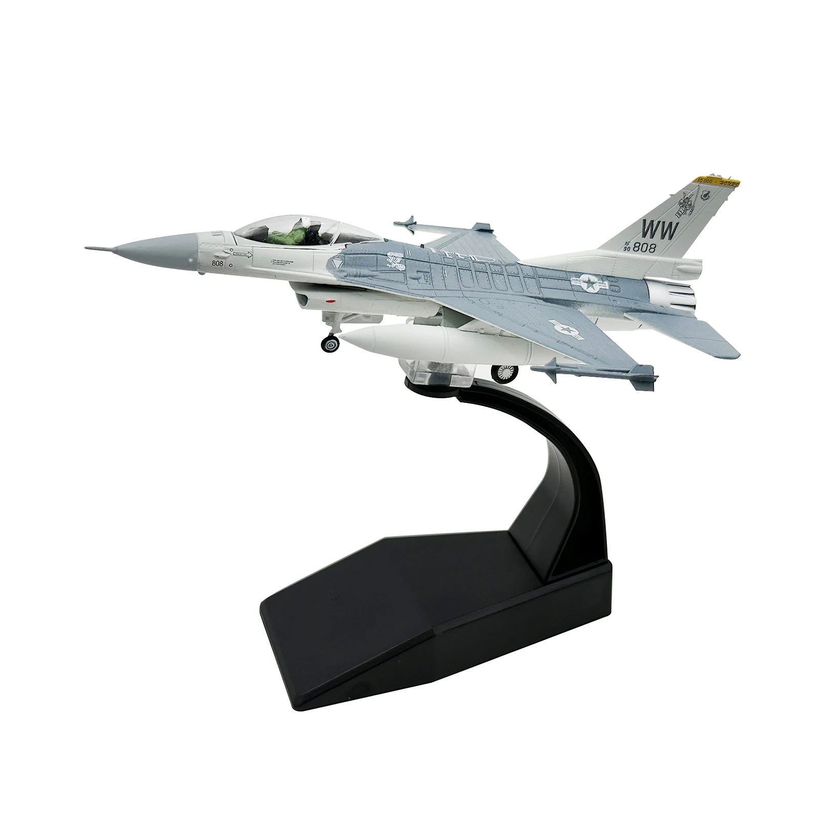 Avión de simulación de combate F16C a escala 1/100 para adultos, modelo de aleación fundida a presión, para estante, dormitorio, armario de TV, cafetería y hogar