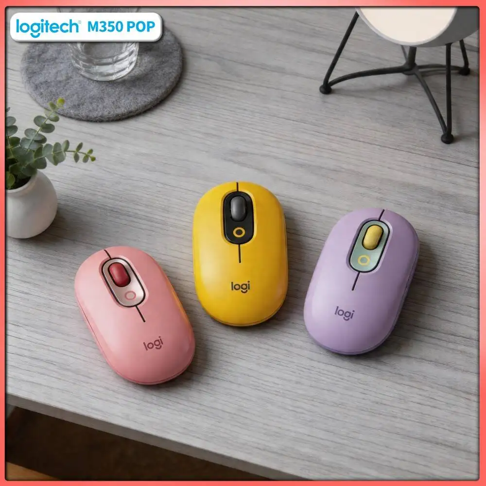 Portable Logitech M350 POP Mouse Bluetooth USB 90% Noise Reduction 18-Month Battery for Short Weekend Vacation Getaway Work Use