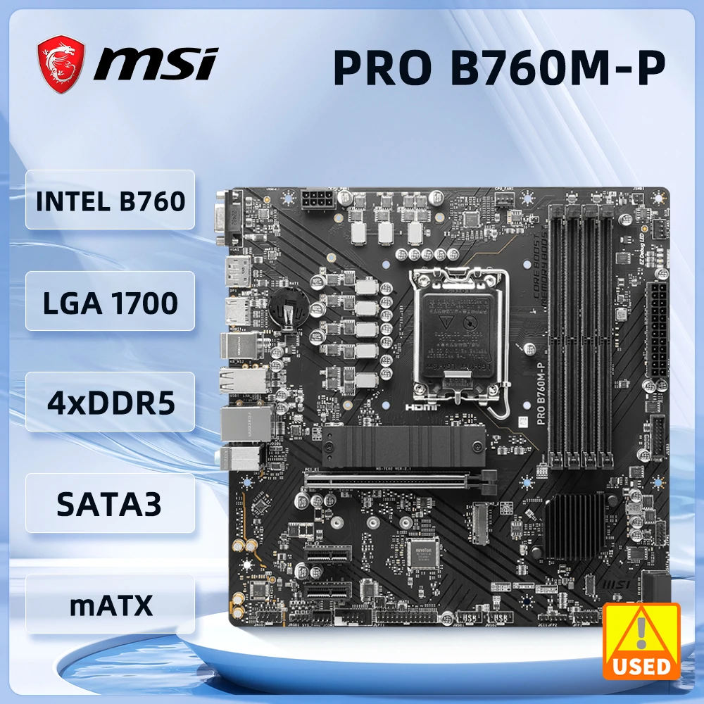 

MSI PRO B760M-P Motherboard Intel B760 1700 DDR5 128GB support 14900F 14700 14400 14100 13600K 12600T 12100 cpu M.2 Micro-ATX