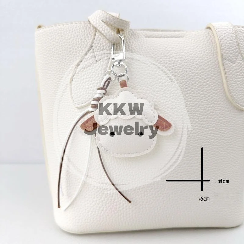 1Pcs Creative Cute Pu Leather Sheep Keychain Cartoon Zipper Lamb Shaped Coin Purse Goat Mini Wallet Bag Charm Key Storage Pouch
