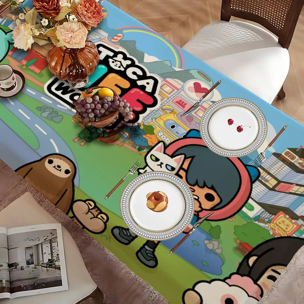 Toca Boca Toca Life World-mantel rectangular impermeable, decoración de fiesta, granja, cocina, comedor, mantel, decoraciones de boda