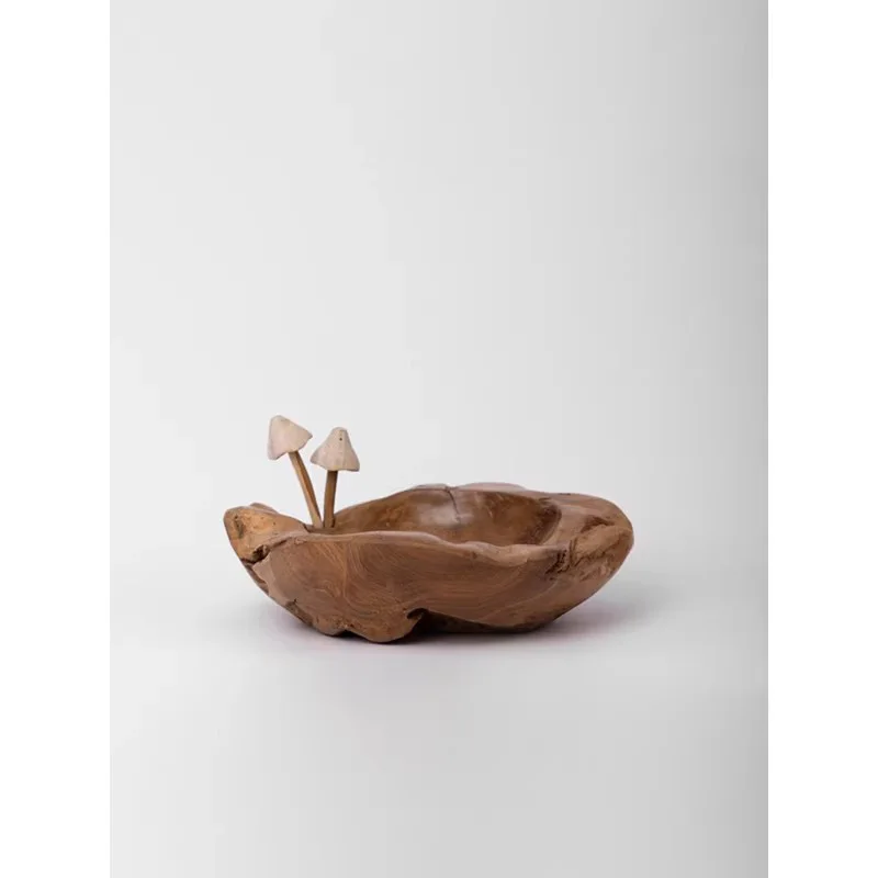 Retro Home Table Decorations Mushroom-Shaped Tray Art Design Ornaments Fruit Snacks Handcrafted From Logs Jewelry Display Plates