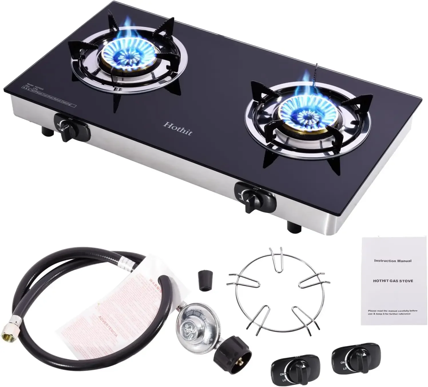

li-2 Burner Propane Stove 28600 BTU Auto Ignition Gas Cooktop for Camping, RV, Outdoor Kitchen