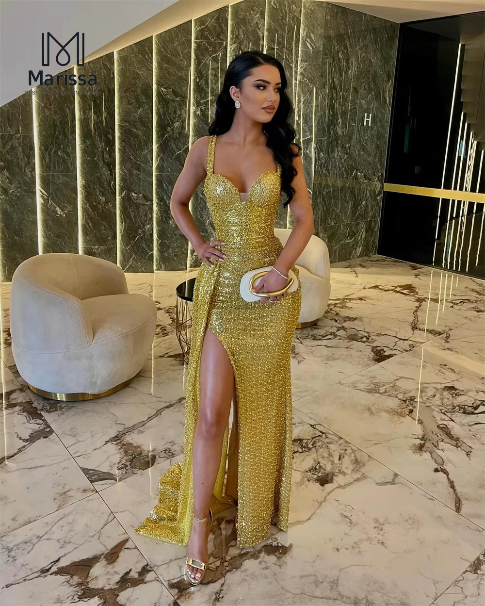 Marissa Off-shoulder dames avondjurk vrouw op maat gemaakte gelegenheidsjurken voor speciale gelegenheden op maat gemaakte vissenstaart split prom