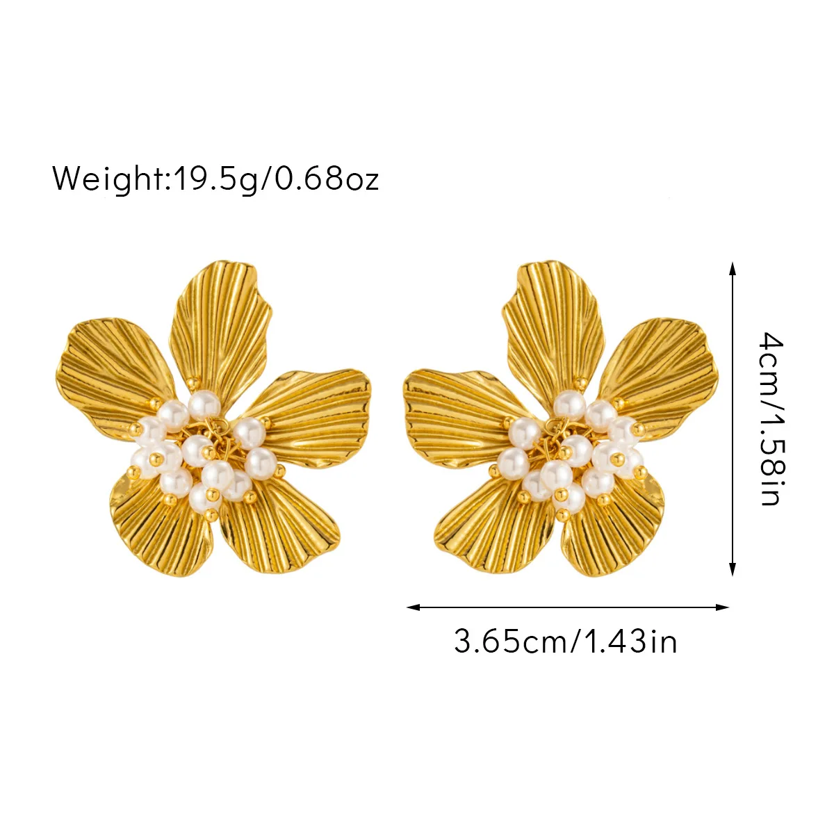 

Retro luxury golden flower shape earrings, irregular geometric drop stainless steel earrings, suitable for party gifts.