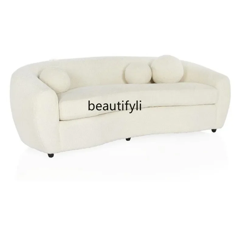 

Customized Nordic Modern Simple Fabric Light Luxury Creative Designer Casual Lazy Cream Shaped Curved Beauty Salon Sofa