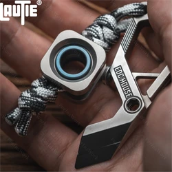 LAUTIE EDC Titanium Blue Wormhole Pendant Sugar Cube Pendant Spinner
