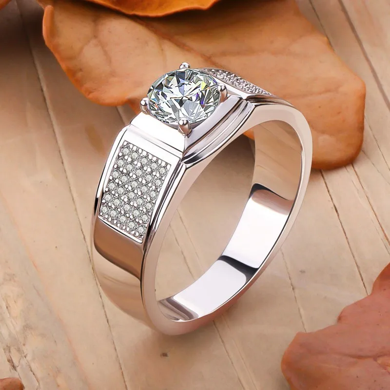 Anel masculino moissanite s925 prata esterlina conjunto d cor 1 quilate moissanite estrela anel moda jóias