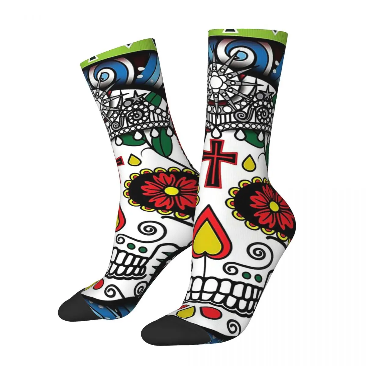 Happy Men's Socks Day Of The Dead Water Sugar Skull Poster Vintage Sugar Skull Harajuku Crazy Crew Sock Gift Pattern Printed