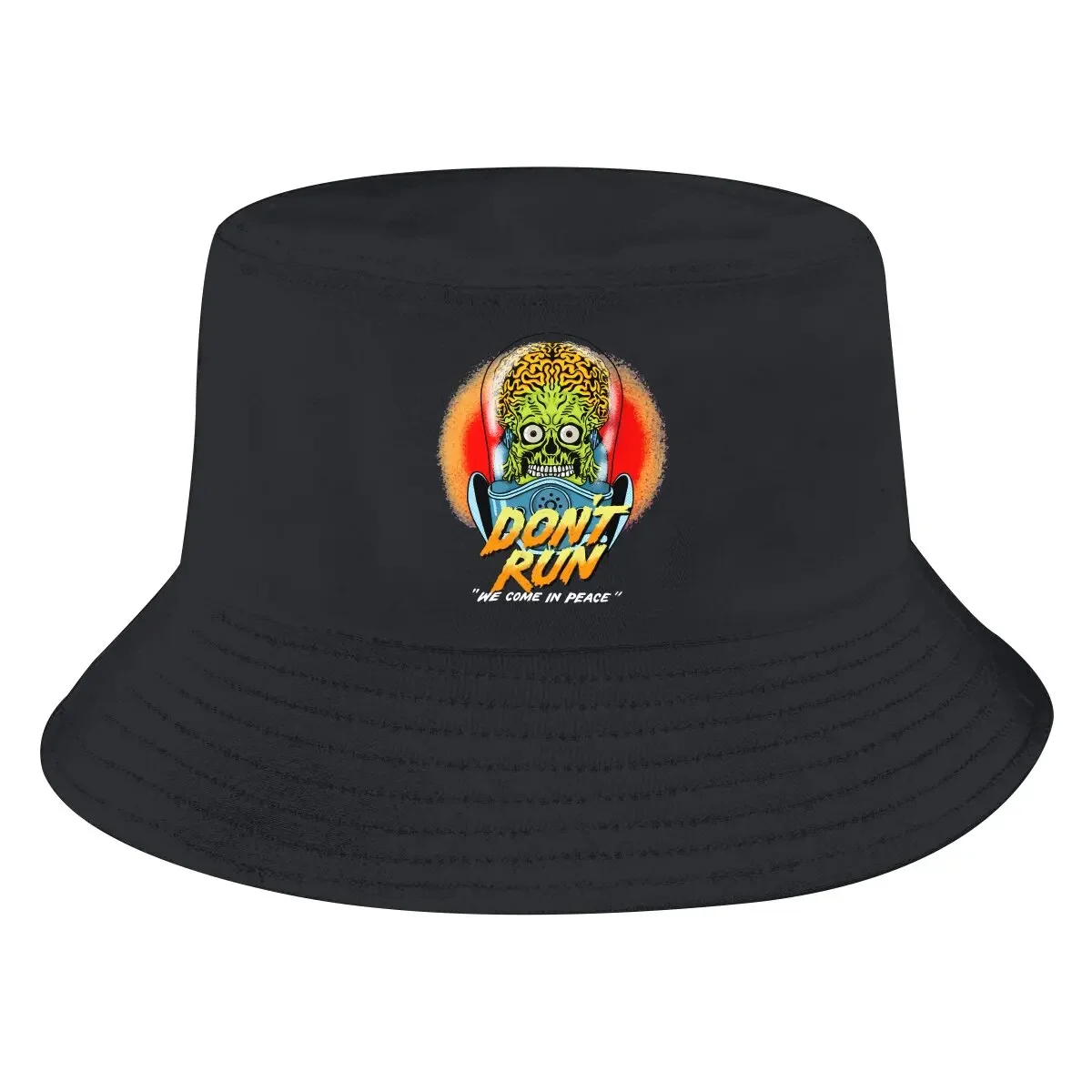 Mars Attacks Alien Sci-Fi Movies Bucket Hat Don Run Men's Women's Fisherman Cap Hip Hop Beach Sun Fishing Hats