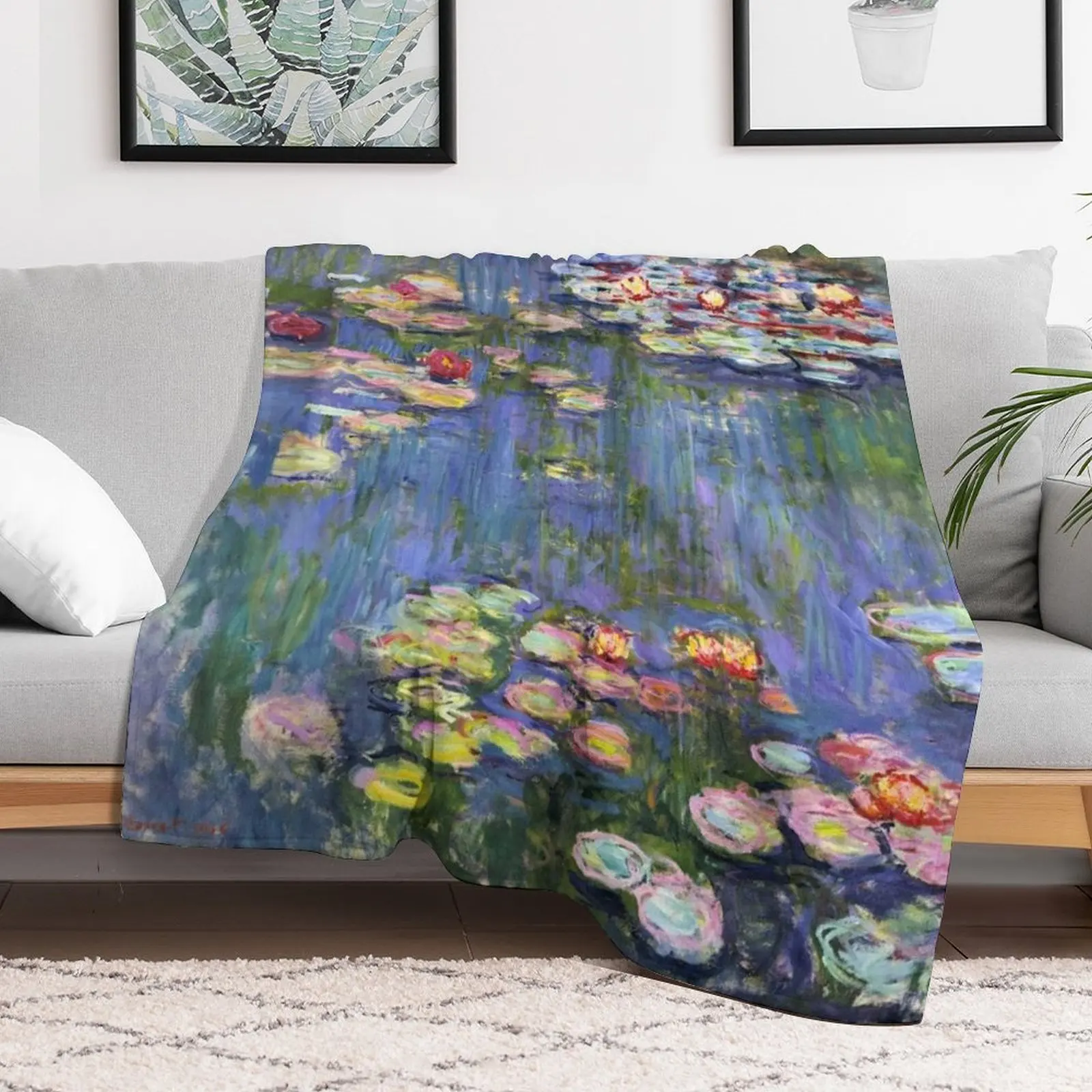 

Monet - Water Lilies, 1916 Throw Blanket Hairy Decorative Sofas Moving Blankets