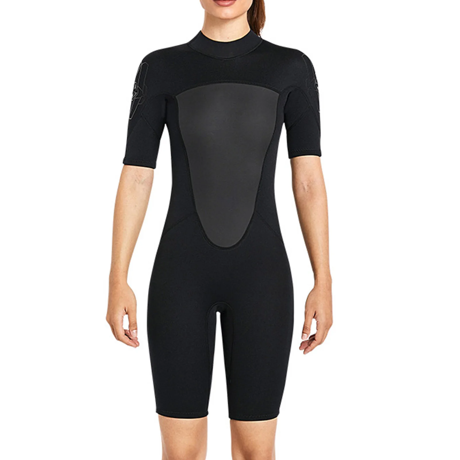 Woman One Piece Diving Suit Short Sleeve Zipper Sun Protection Swimsuit One-piece Sunscreen Surfing Clothes Surfing Equipment