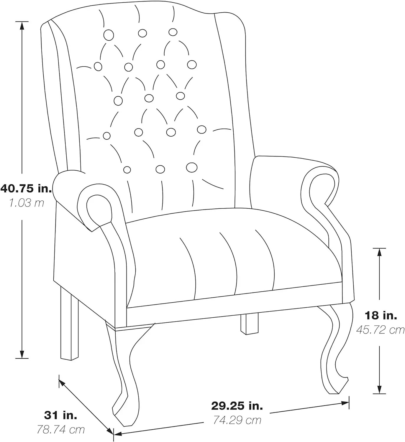 Office Star Tex Traditional Queen Anne Style Chair With Thick Padded Seat And Lumbar Support Back With Royal Cherry Finish Wood