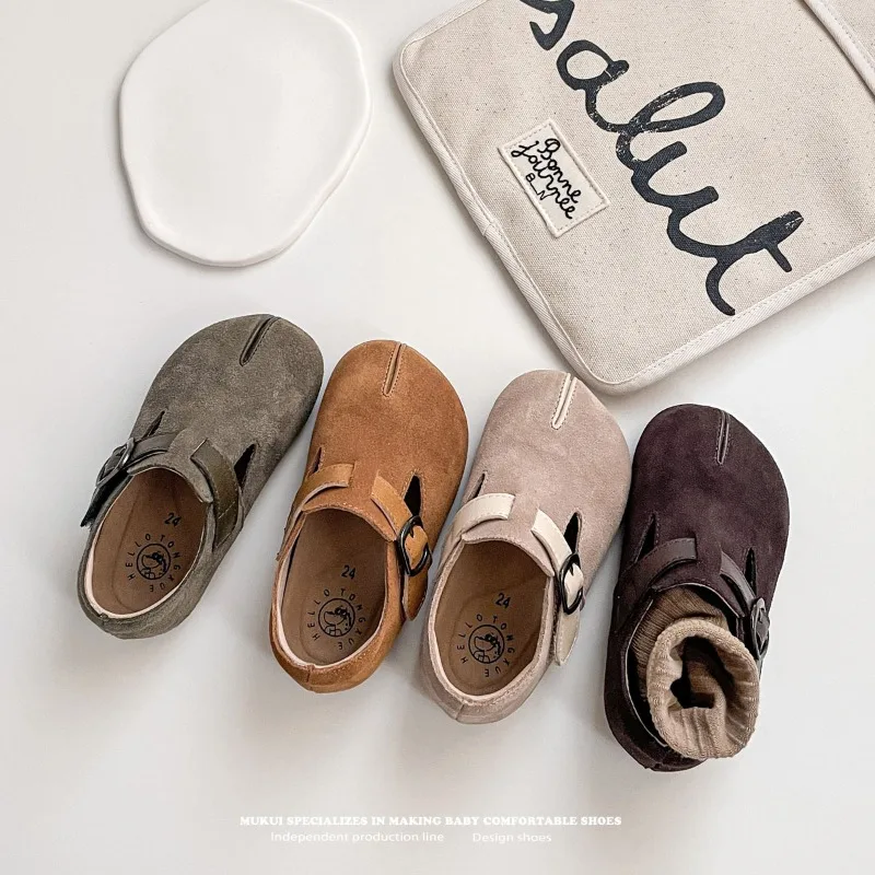 Korean Genuine Leather Children's Boken Shoes Comfortable Children's Small Leather Pig Trotters Baby Bean Shoes