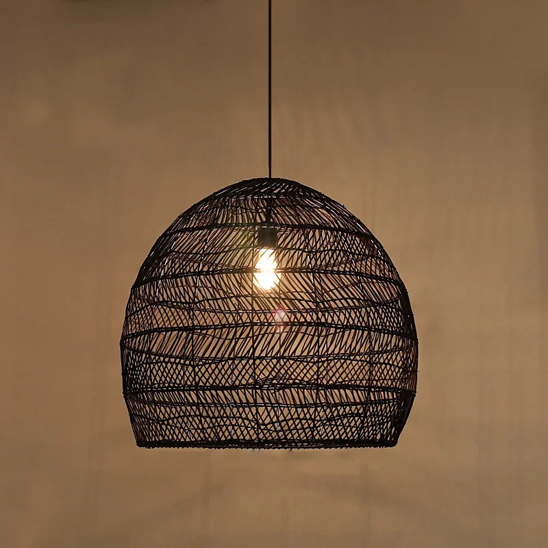 Imagem -05 - Rattan Cloche Lâmpadas Suspensas Estilo Vintage Luz Artesanal do Rattan Decoração de Casa Sala de Estar Café Cozinha Ilha