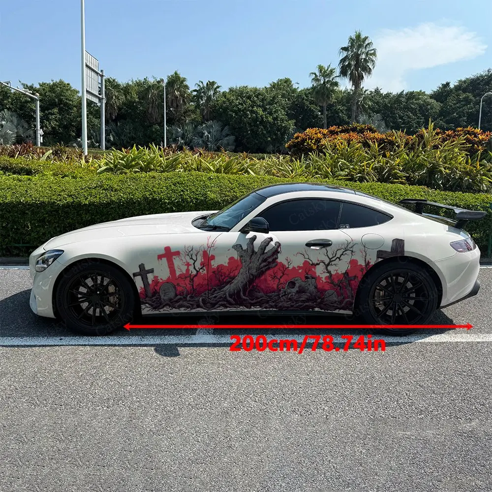 2pcs Hand Stretched Out Cemetery Car Sticker Full Body Decal Decoration Scratches Protect Car Sticker Waterproof Car Vinyl Wraps