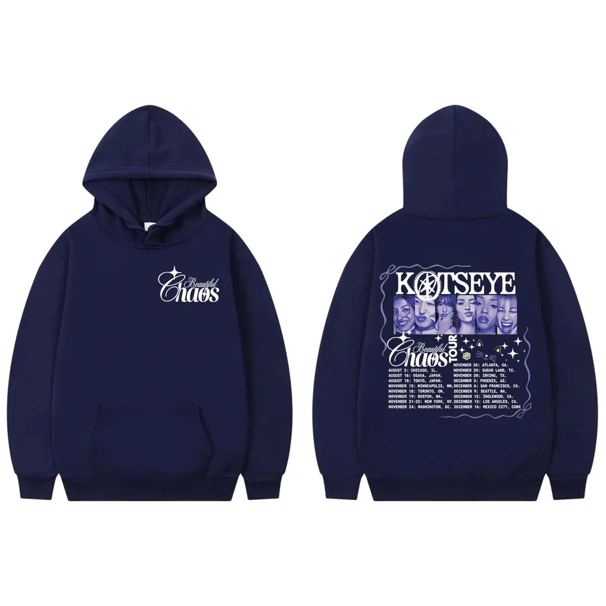 Kpop Katseye Tour 2025 الجرافيك هوديس الرجال النساء موضة خمر قمصان سويت شيرت بقلنسوة الخريف الشتاء عادية كم طويل البلوفرات