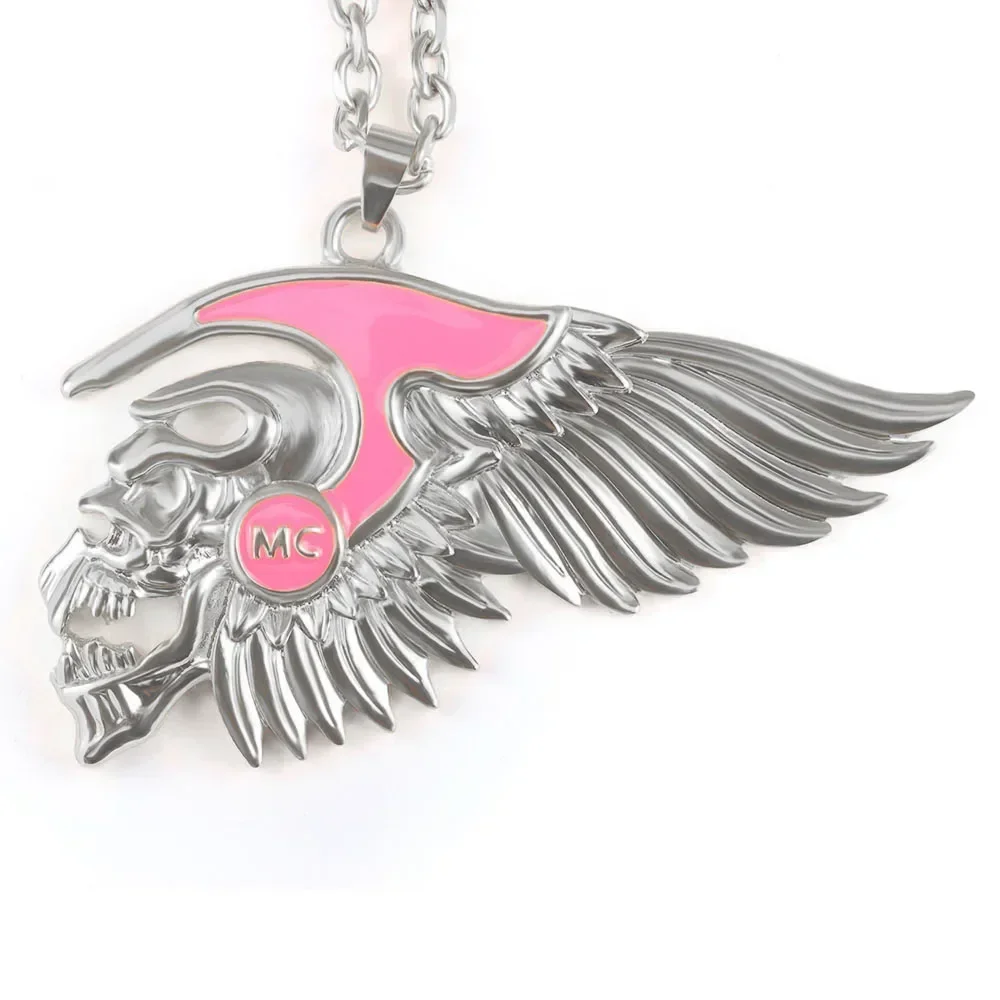 Fashion Wing Skeleton Pendant Motorcycle Biker Hells Angels Necklace Man Party Rock Gift Stainless Stell Chain