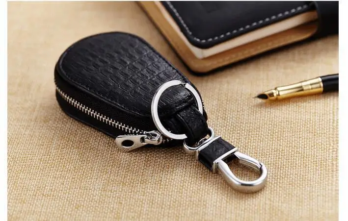 Bolso de cuero para llaves para hombre y mujer, cartera de gran