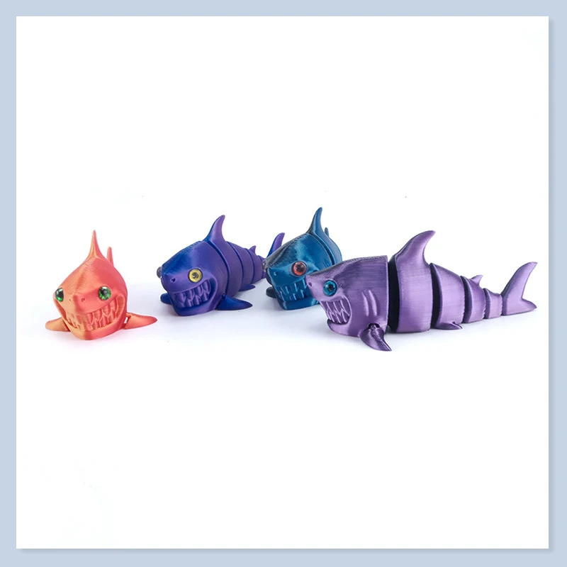 New Funny 3D Printed Marine Animal Ornament Cute Shark Joint Movable Models Children's Toys Desktop Decorations Crafts Kids Gift