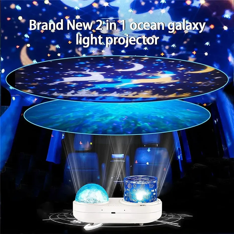 Imagem -04 - Ocean Led Light Projector For Bedroom Projeção de Parede Subaquática Rotativa Lâmpada 3d Stereo Star Galaxy Sky Wave Color Kids Presentes