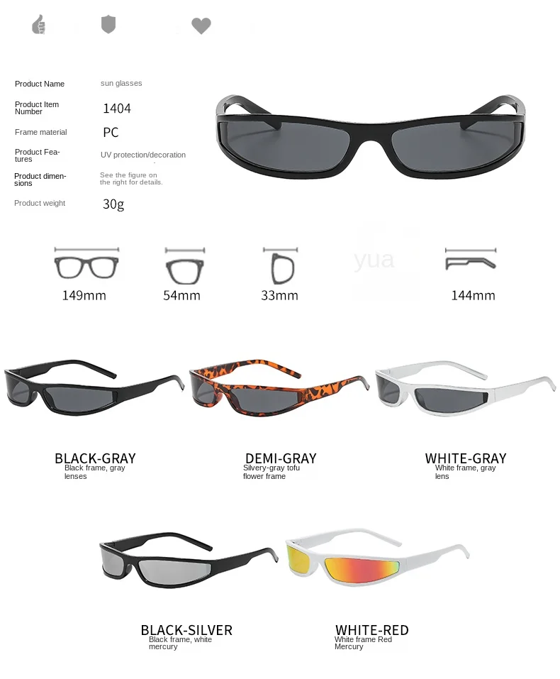 Retro Schmale Rechteckige Y2K Sonnenbrille 2026 Trend Marken-Wrap-Sportbrille für Männer und Frauen Radfahren Autofahren UV400 Punk Eyewear – Detail 2