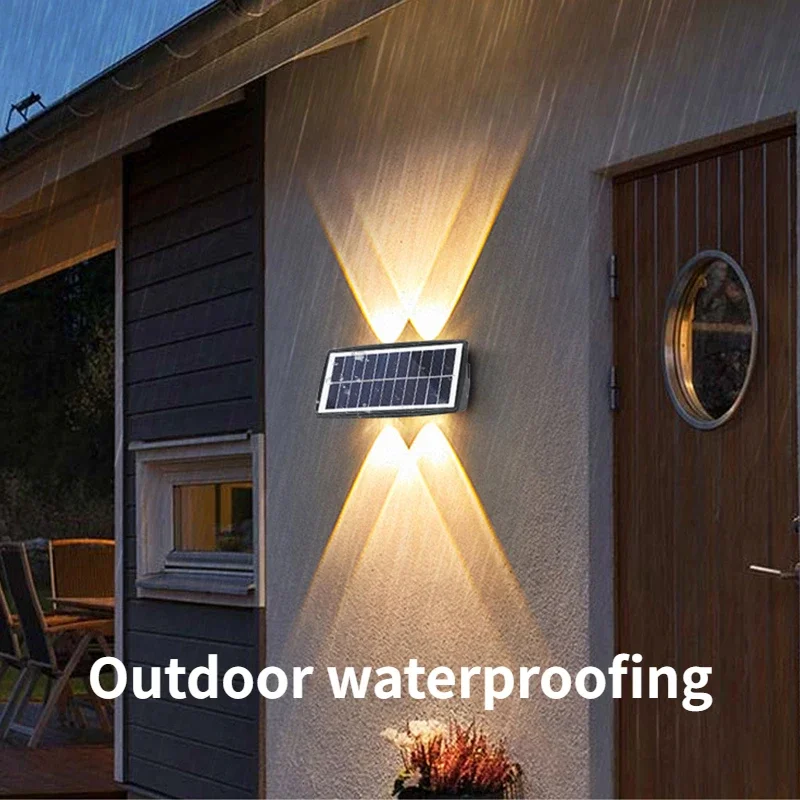 

LED wall lights for outdoor gardens, villas,courtyards, and wall mounted with upper and lower emitting solar wall washing lights