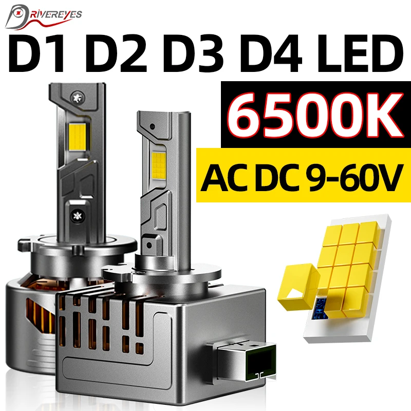 Faros LED D3S D1S Canbus 1:1 HID D2S D4S D1R D2R D3R D4R 6500K Blanco CSP Lámpara Automotriz Plug&Play Bombilla LED Turbo para Coche 12V 24V
