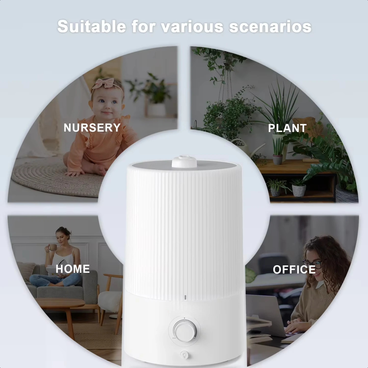 Humidificador de aire para dormitorio, humidificador de vapor frío relleno superior de 4L para habitaciones familiares grandes, guarderías para bebés y plantas, fácil de limpiar