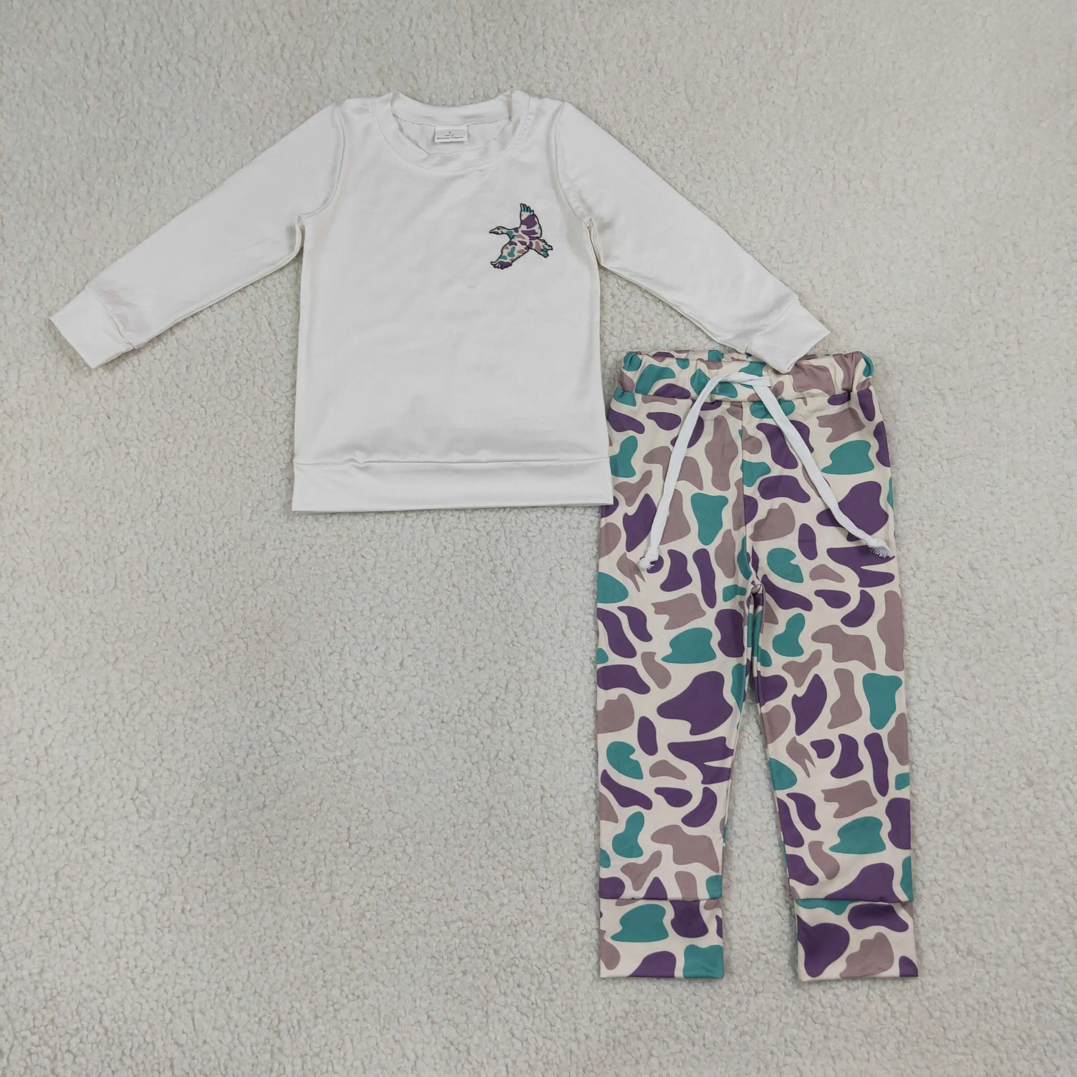 Wholesale Children Boys Set Clothing Toddler Long Sleeves Duck Shirt Pullover Clothes Camo Pants Baby Boy Kids Outfit