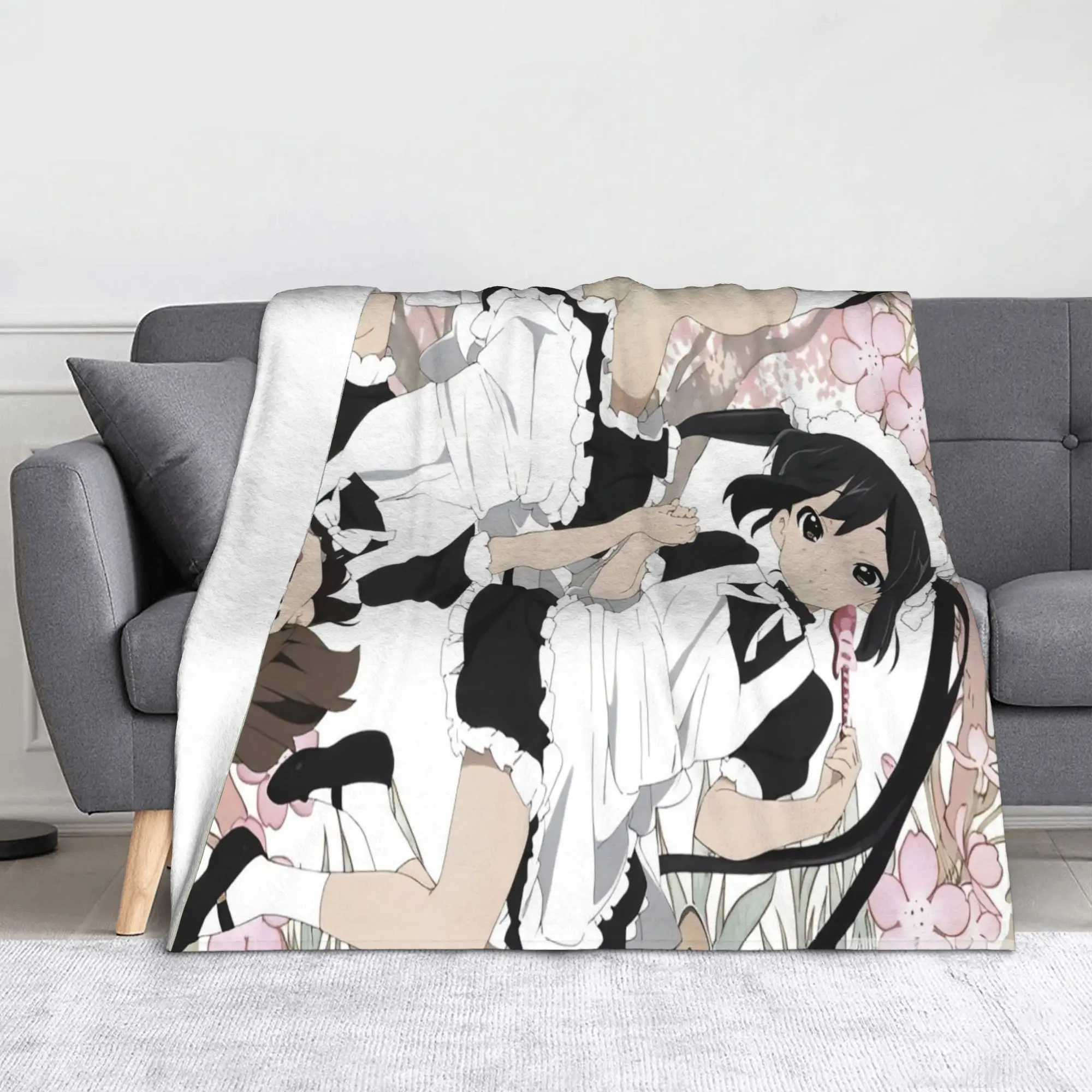 K-On Anime Flannel Blanket Hirasawa Yui Awesome Throw Blanket for Home 150*125cm Bedspread