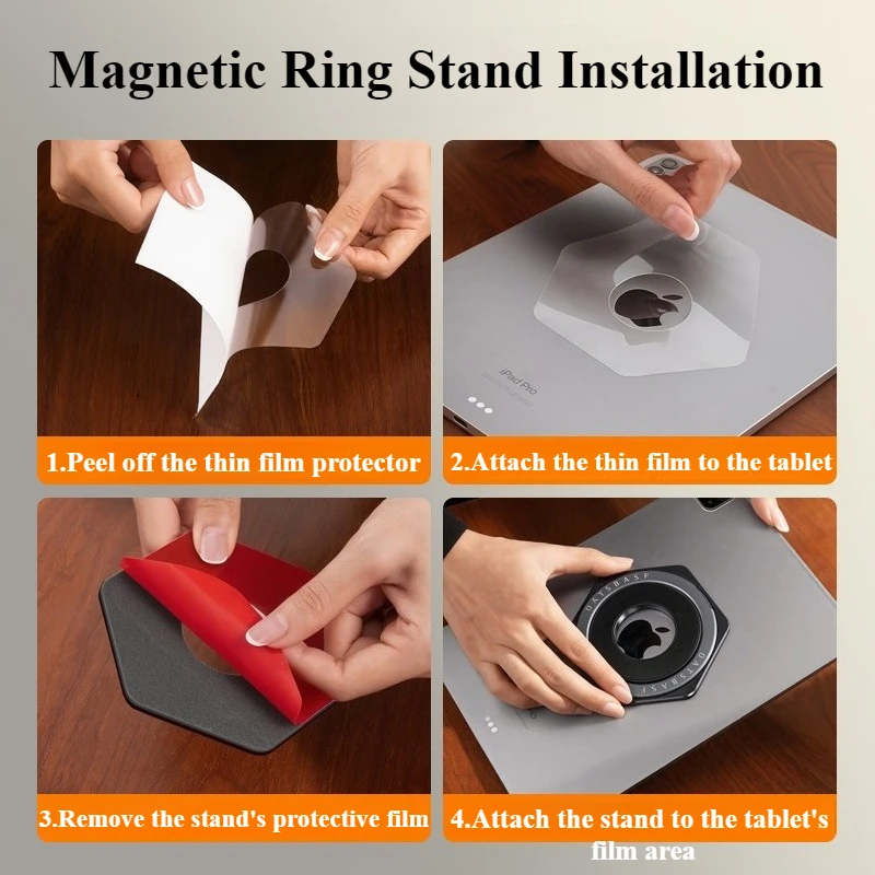 Magnetyczny uchwyt na tablet Oatsbasf z obrotem 360 °   Obrotowy Stojak Pierścieniowy Metalowy Uchwyt Samoprzylepny Uniwersalny do Tabletu iPad Pad — zdjęcie produktu 6