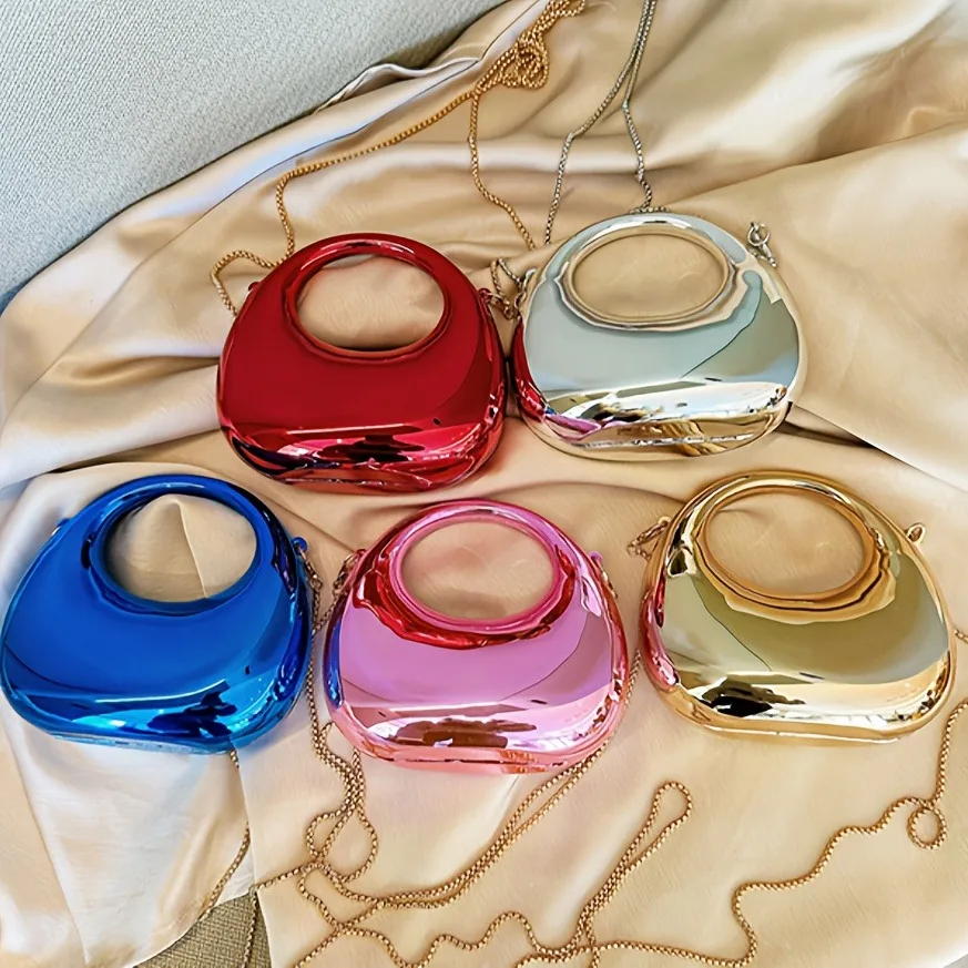 Mini goldene Abendtasche, Geldbörsen und Handtaschen, luxuriöse Designer-Umhängetaschen, lustige Form, Party, Hochzeit, glänzende Clutch aus Acryl – Detail 15