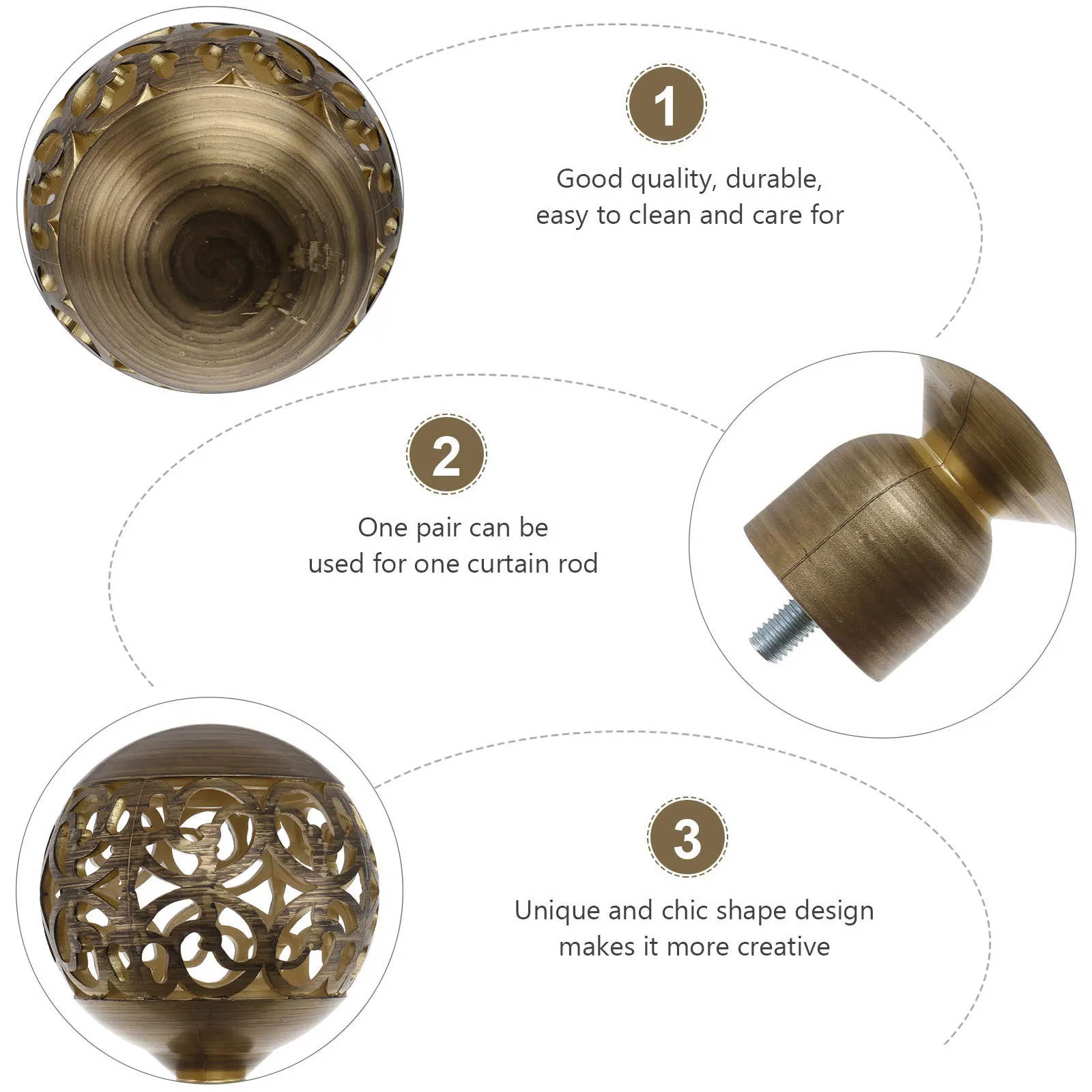 

2pcs Head Decor Decorative Rod End Curtain Rod End Plug Curtain Pole Head Plugs Home Decoration Upgrade