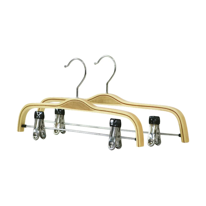 37cm 10 PCS/LOT Solid Wood Hanger Non-Slip Clothes Hanger Adult Home Use  Plywood Wood Hangers With Clamps for Pant