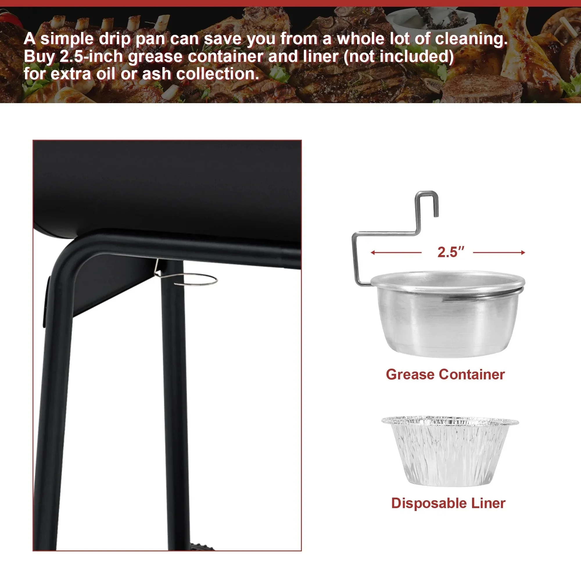 شواية فحم أسطوانية 30 بوصة 627 مربع في منطقة الطبخ، مع طاولة جانبية لمساحة الإعداد، مثالية للشواء في الهواء الطلق