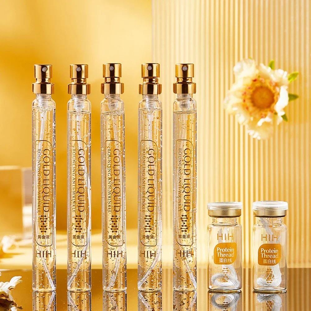 

Protein Peptide Hyaluronic Essence Korean 24K Gold Face Serum Active Collagen Thread Anti-Aging Smoothing Firming Moisturizing