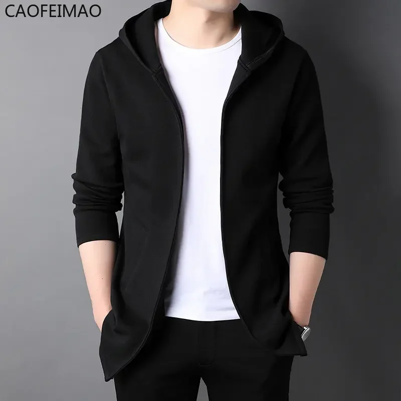 High End New Brand Designer Casual Fashion Stand Collar Korean Style Zipper Jackets For Men Solid Color Hooded Coats Men Clothes