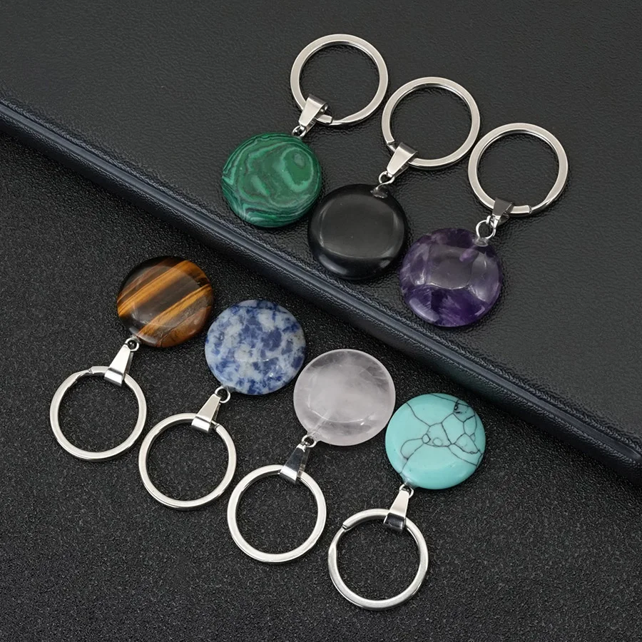LLavero de cuentas de piedra Natural de 7 estilos, mochila de coche Unisex, colgante, decoración, meditación, curación, llavero de energía positiva