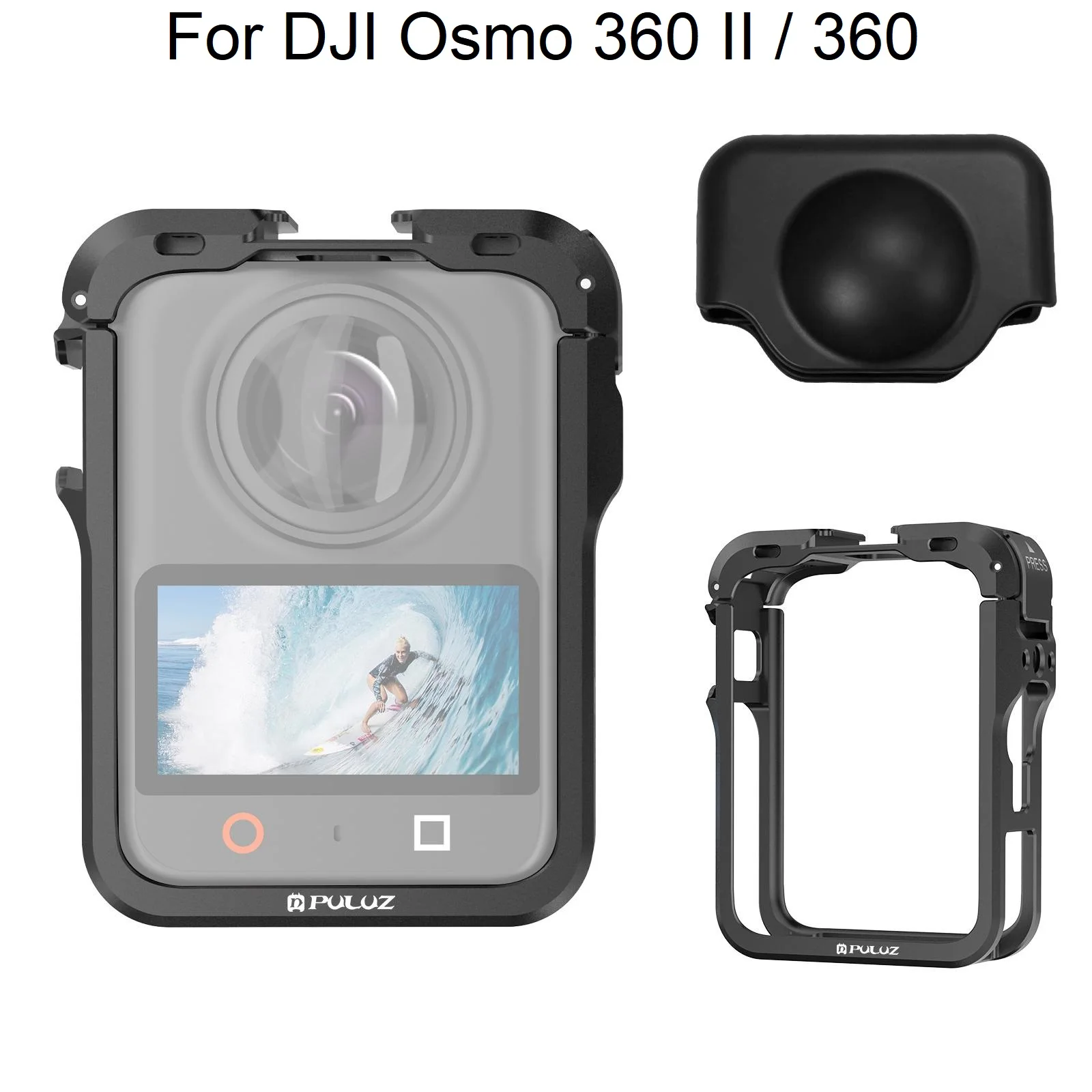 PULUZ Aluminum Alloy Protective Cage Expansion Frame with Lens Cover For DJI Osmo 360 II / 360
