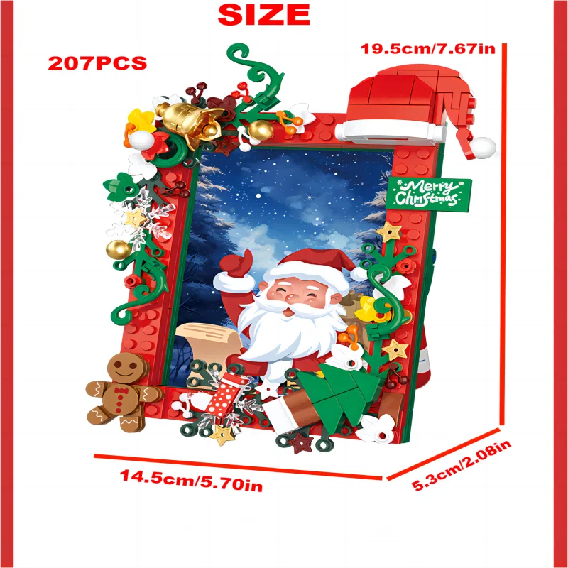 207PCS MOC Christmas building blocks assembly creative Christmas photo frame game building blocks ornaments holiday gifts