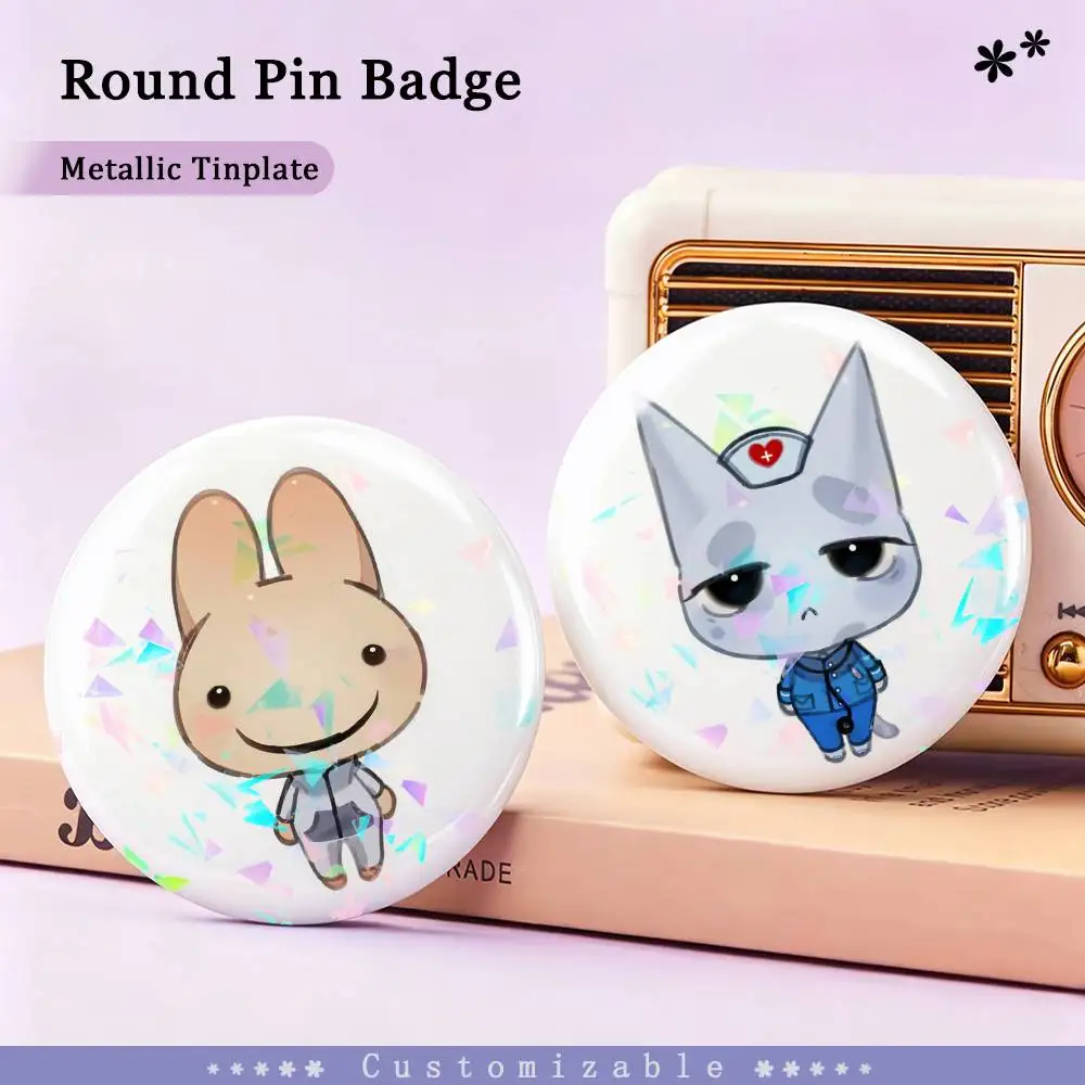 Cute Animal Chibi Hospital Custom Tinplate Round Button Badges Pins Brooches for Clothes Backpack