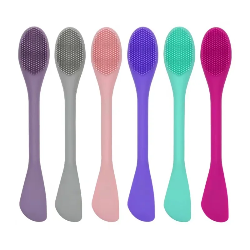 1PC Double Headed Silicone Face Cleansing Scrubber Brush Facial Mask Brushes Applicator for Women Face Makeup Brush Skin Care