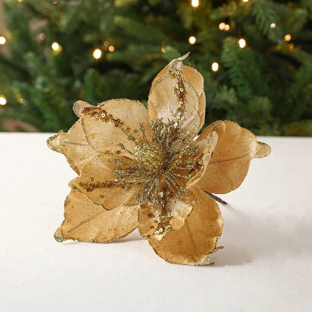 22cm DIY Christmas Flower Pendants Cloth Multi-layer Simulated Xmas Flower Handmade Xmas Tree Oranments Garden