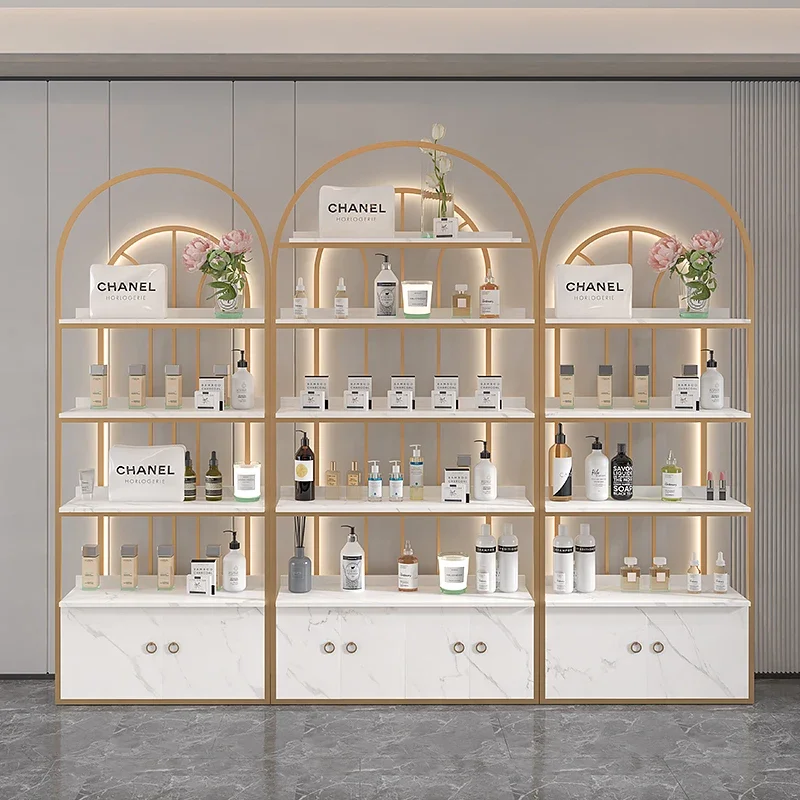 Cosmetics Display Cabinet Beauty Salon Nail Shop Skin Care Haircut Product Sample Display Rack Multi-layer Shelf