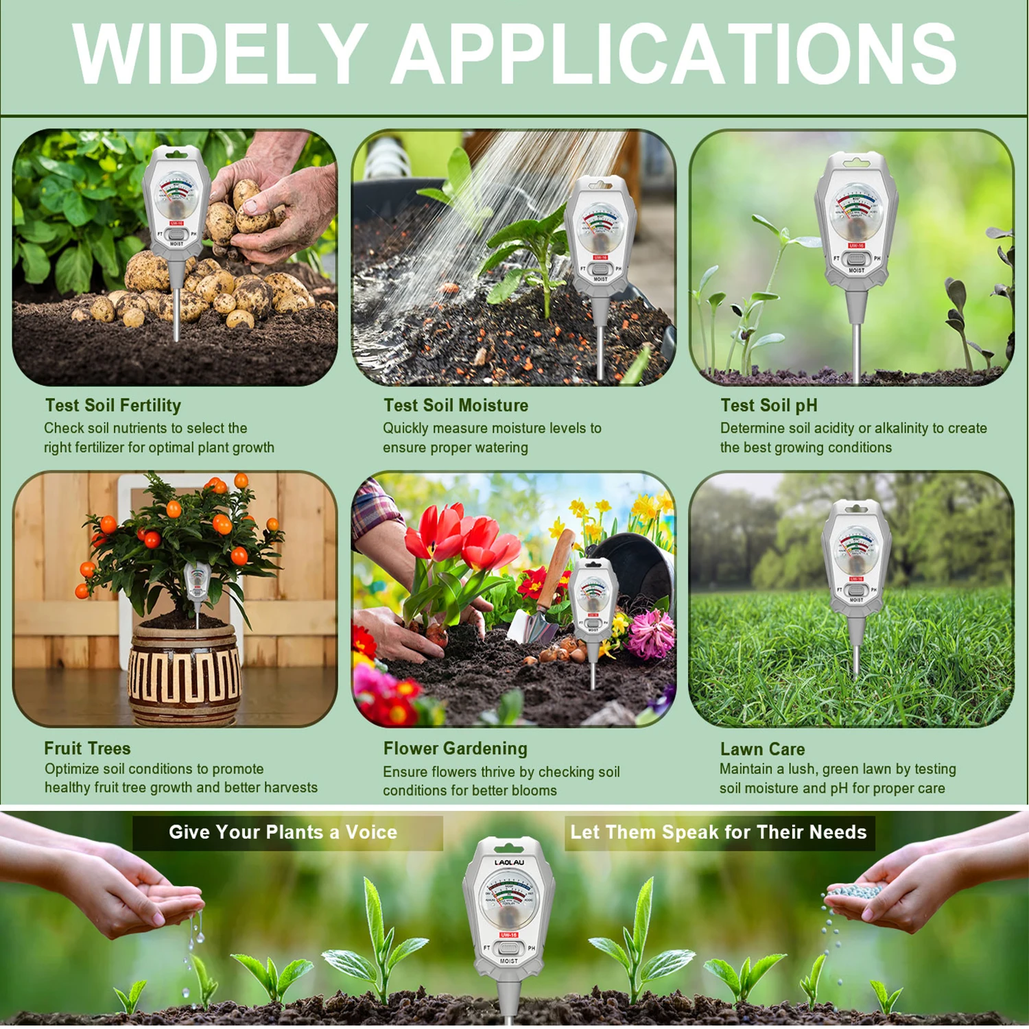 3 في 1 اختبار التربة الرطوبة مقياس درجة الحموضة الاستشعار الخصوبة اختبار أداة للداخلية/في الهواء الطلق البستنة نبات الرطوبة/الخصوبة/اختبار PH #6