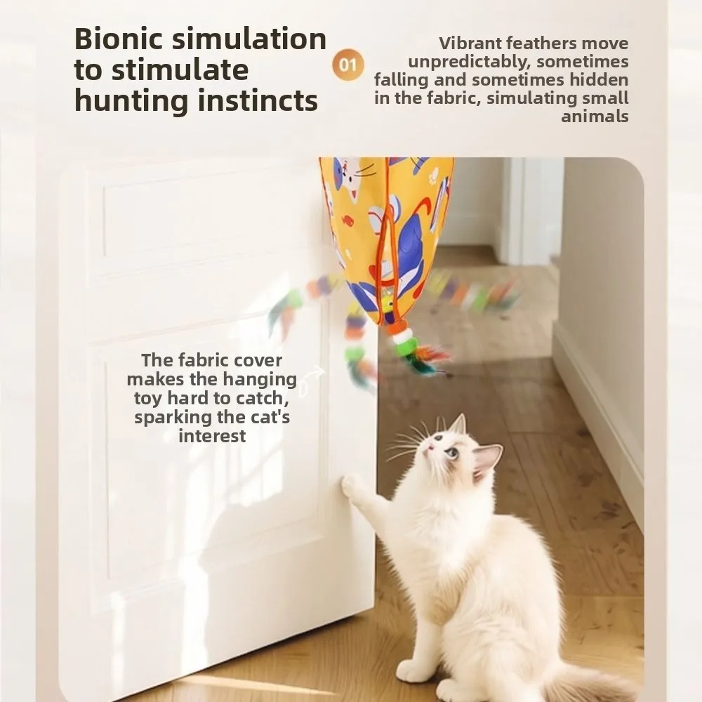 Creative Electric Cat Teaser 2 Speed Mode Rechargeable Interactive Sound Funny Hanging Cat Teasing Stick Indoor Exercise